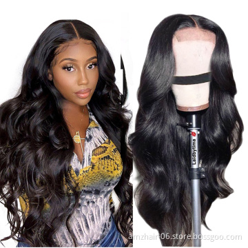 Natural Color Body Wave Lace Front Wig For Black Women Raw Indian Virgin Cuticle Aligned Human Hair HD Lace Frontal Closure Wig